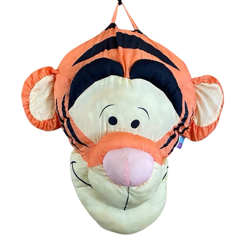 VINTAGE 90s Disney Pooh Tigger head face Nylon large Pillow Plush 16" x 18"
